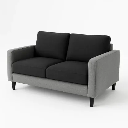 Canapé 2 places tissu polyester gris/noir-Mobistica