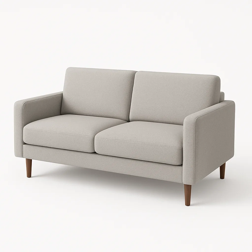 Canapé 2 places tissu polyester pieds bois gris clair-Mobistica
