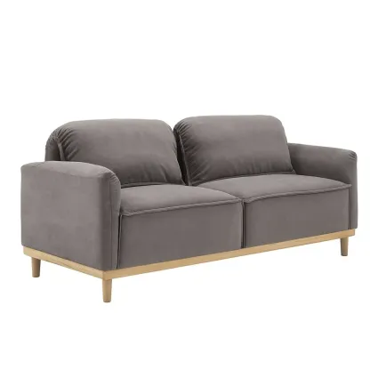 Canapé 2 places en tissu avec pieds en bois gris-Mobistica