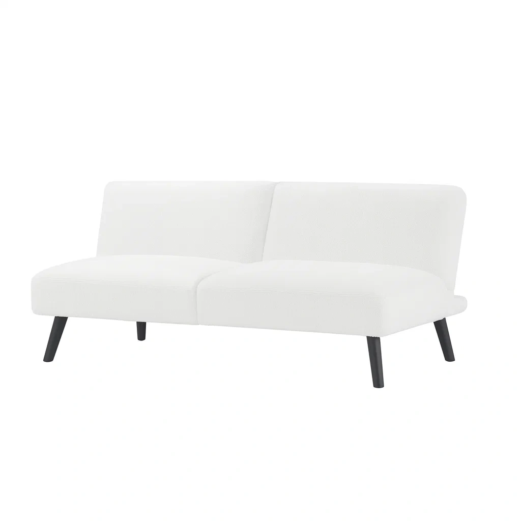 Canapé convertible tissu polyester blanc-Mobistica