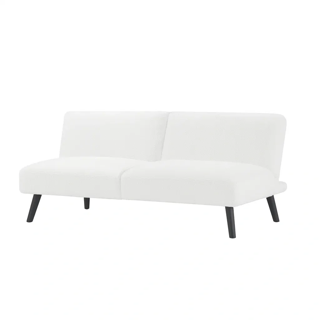 Canapé convertible tissu polyester blanc-Mobistica