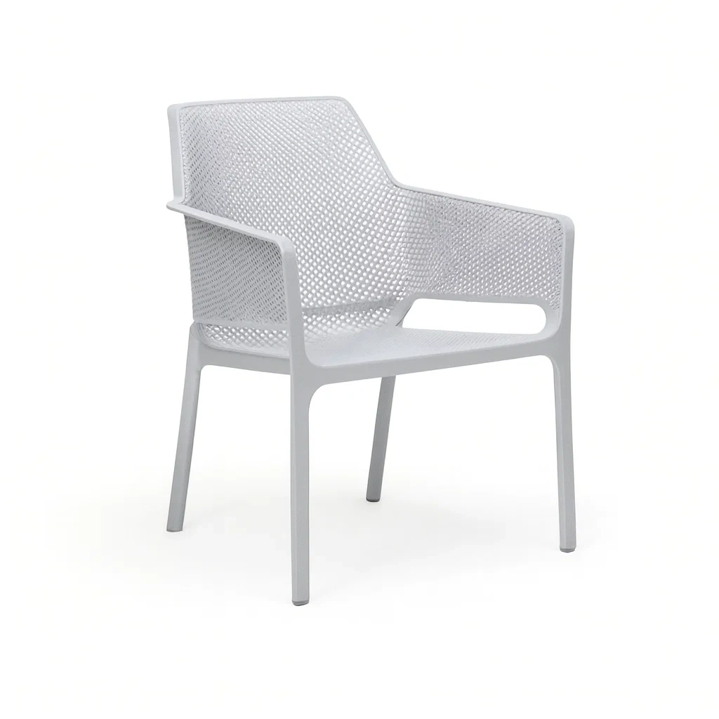 Chaise d'extérieur en plastique gris empilable 55x53x81 cm-Mobistica