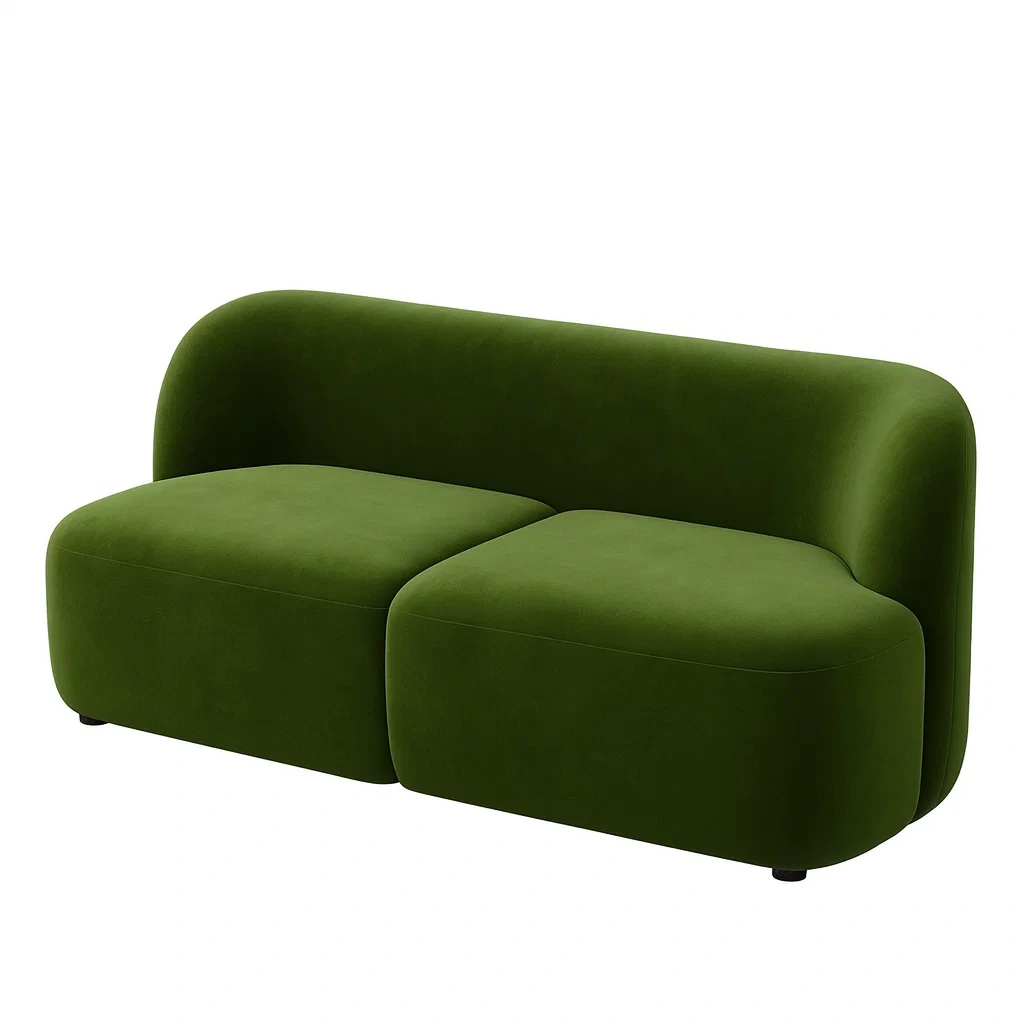 Canapé velours vert 2 places 150x80x75 cm-Mobistica