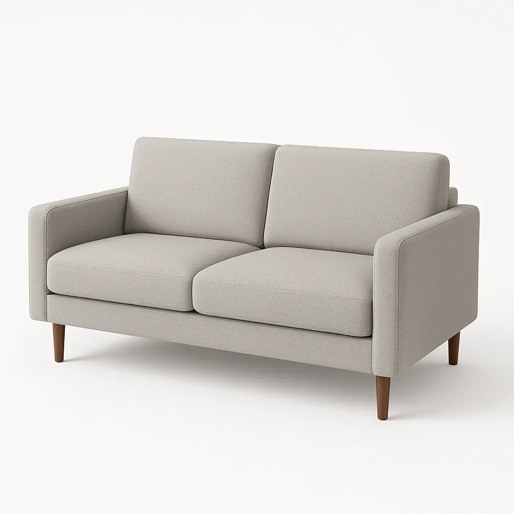 Canapé 2 places tissu polyester pieds bois gris clair-Mobistica