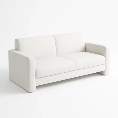 Canapé 2 places tissu blanc-Mobistica