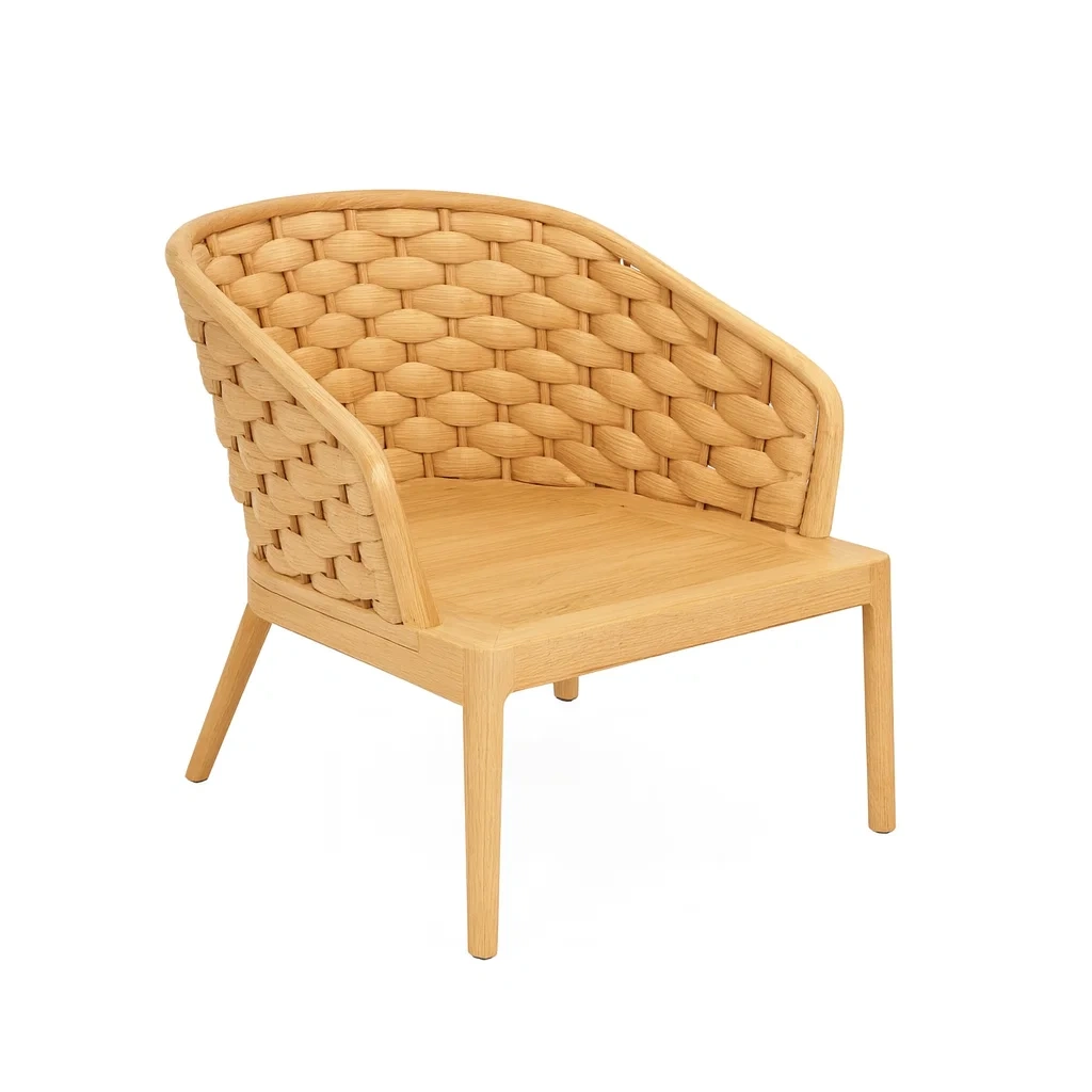 Chaise en bois avec dossier en matériau tressé-Mobistica