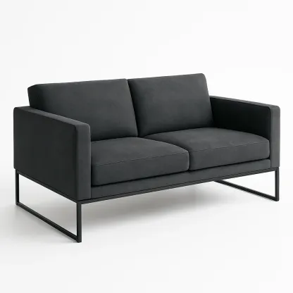 Canapé 2 places en tissu et métal noir-Mobistica