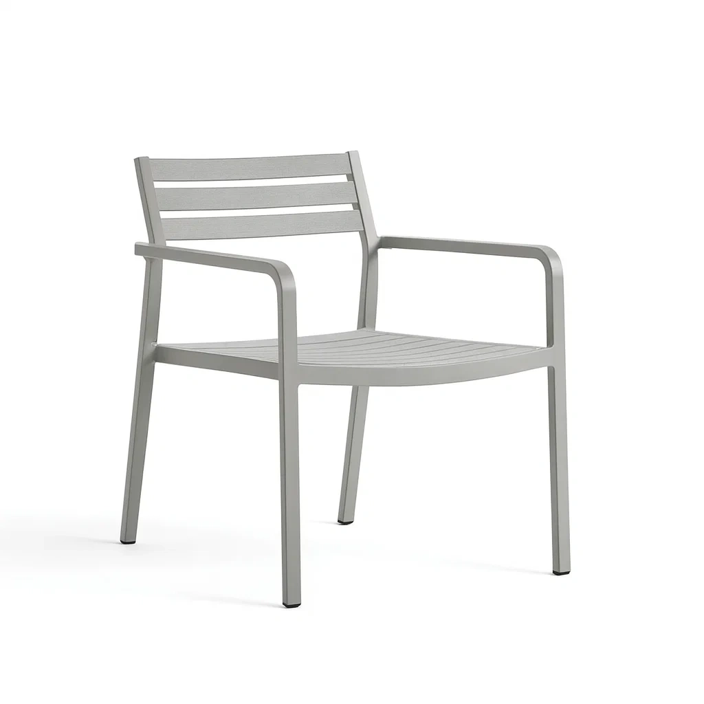 Chaise en aluminium avec accoudoirs gris-Mobistica