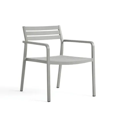 Chaise en aluminium avec accoudoirs gris-Mobistica