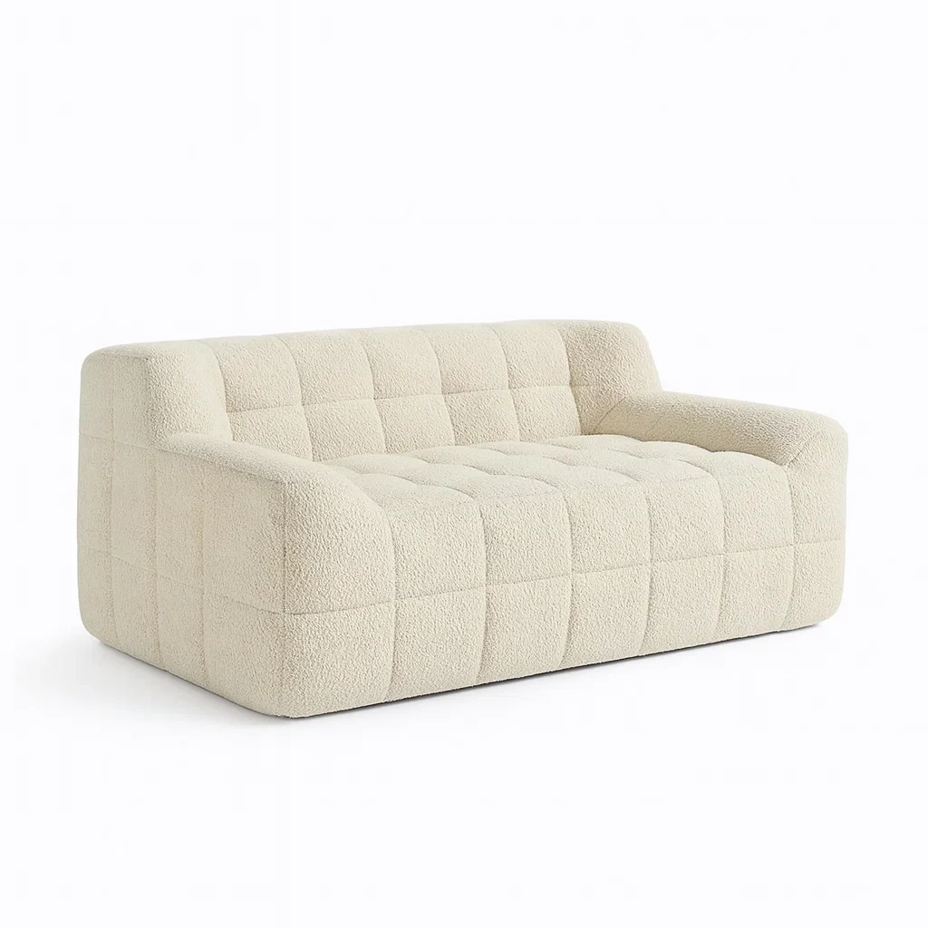 Canapé en tissu bouclé crème-Mobistica