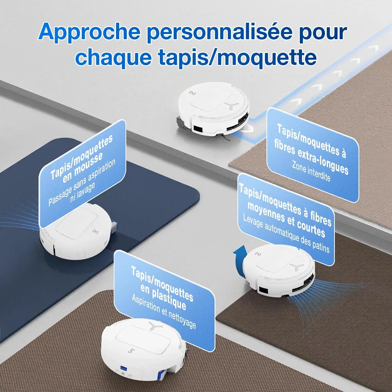 ECOVACS DEEBOT T80 OMNI Aspirateur Robot Laveur Blanc Poils d'Animaux (Puissant, IA, Tapis)