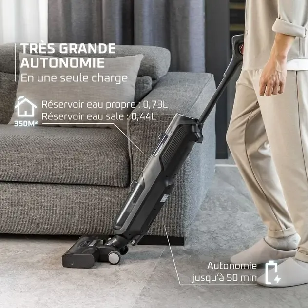 ROWENTA X-Clean 4 Aspirateur laveur sans fil, Aspiration et lavage simultanés