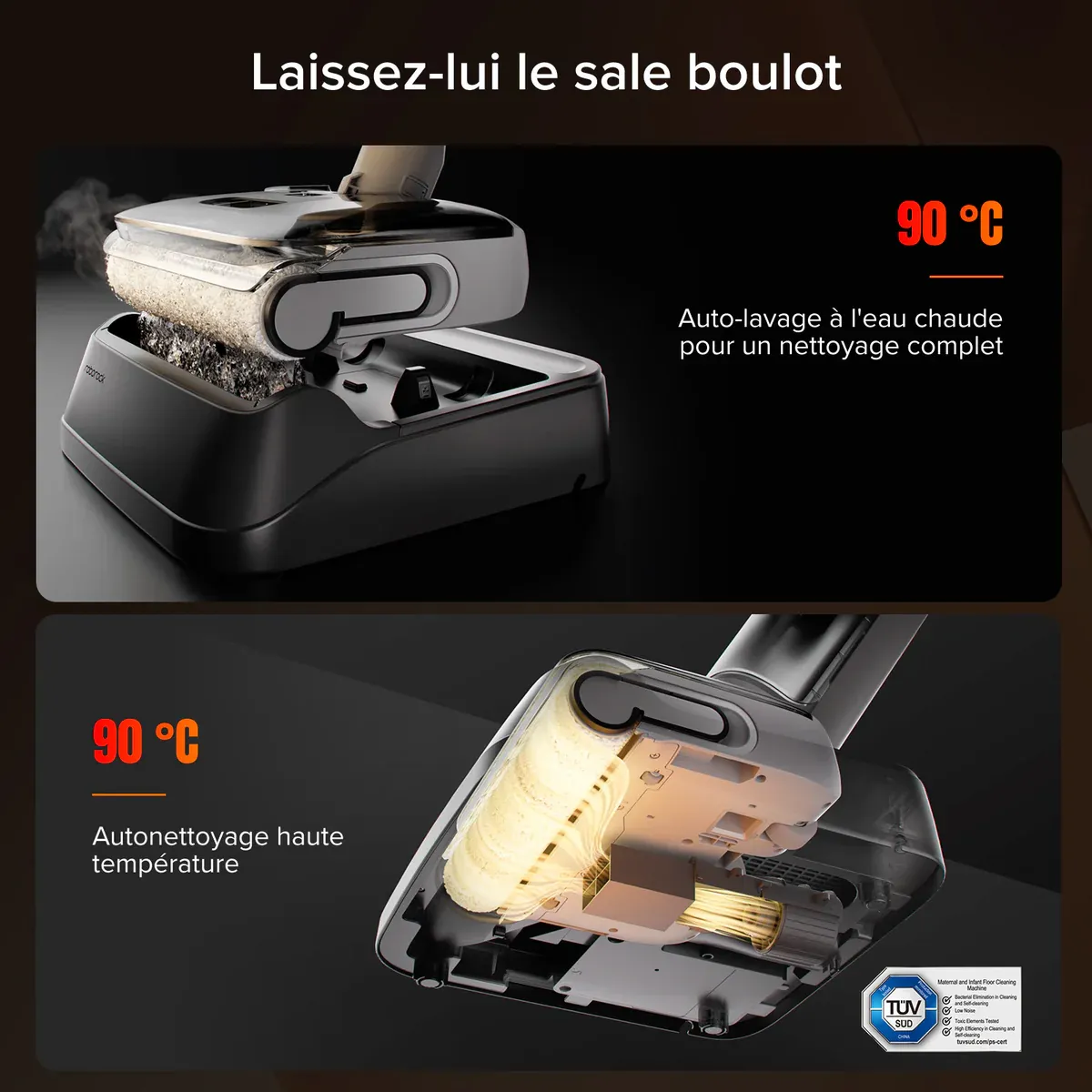 Roborock F25 GT aspirateur laveur sans fil sec et humide