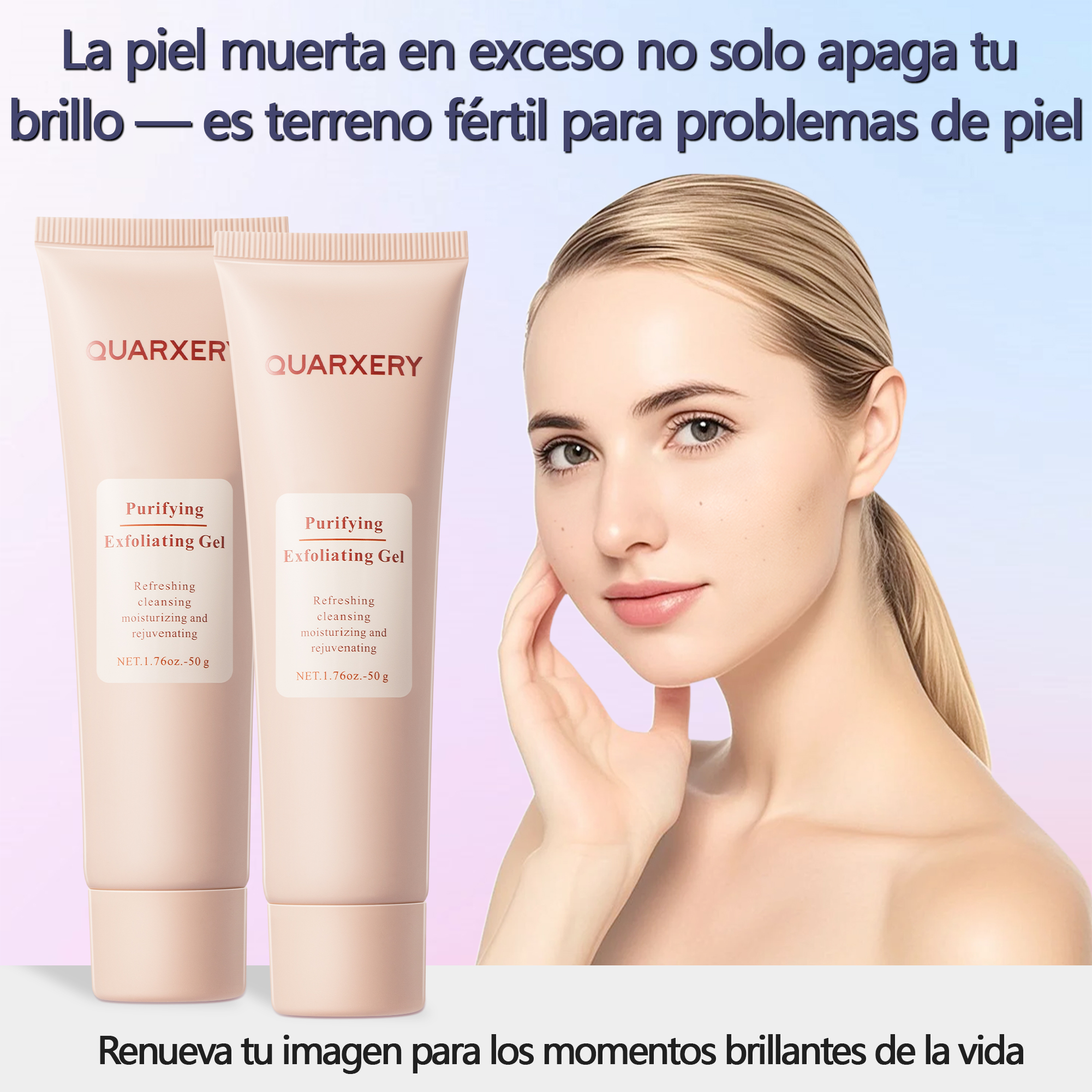 QUARXERY Gel Exfoliante Facial y Corporal Suave con Niacinamida - Iluminador y Reductor de Poros 2unidades