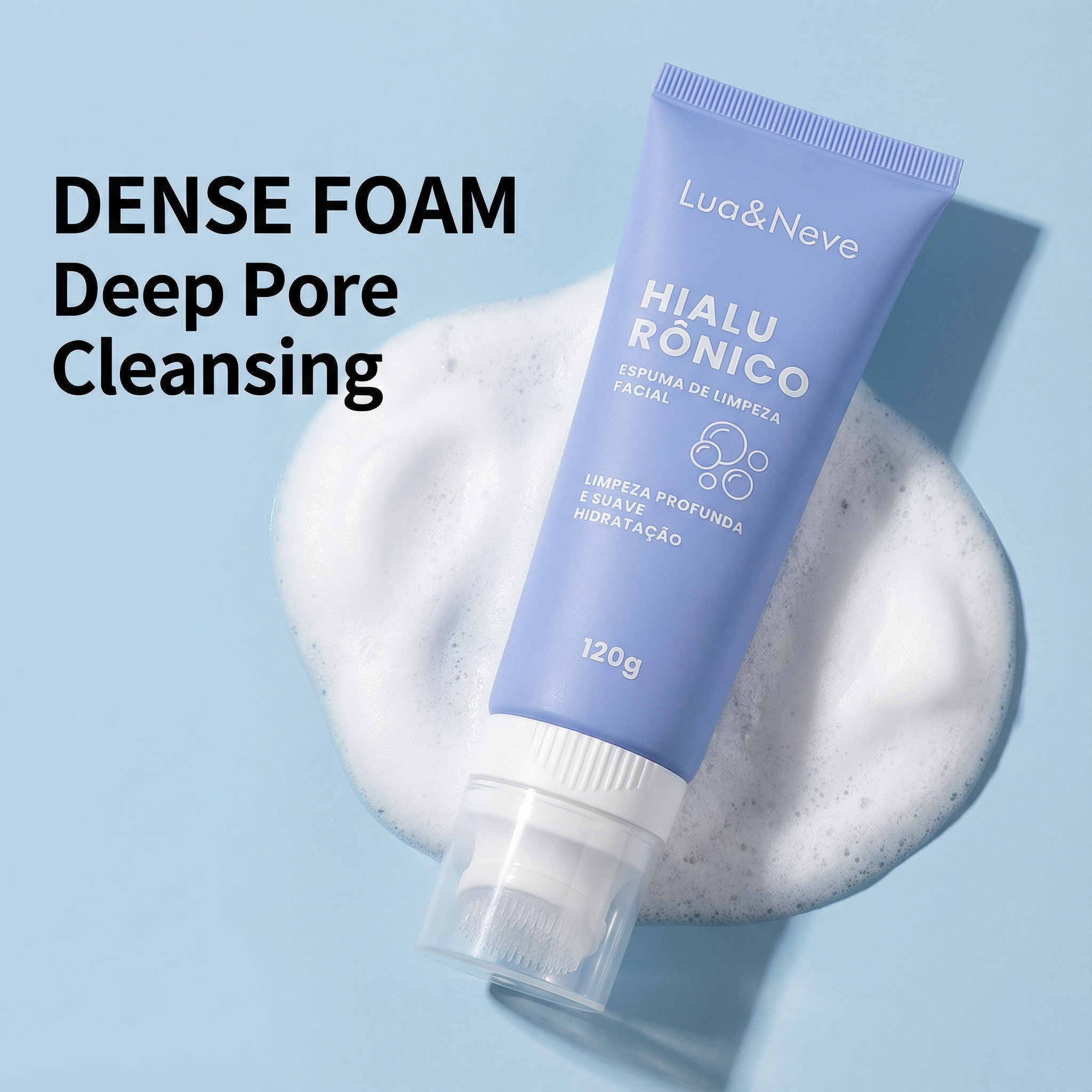 Espuma de Limpeza Facial com Ácido Hialurônico: Espuma Densa, Limpeza Profunda, Controle de Oleosidade e Hidratação Sem Ressecamento