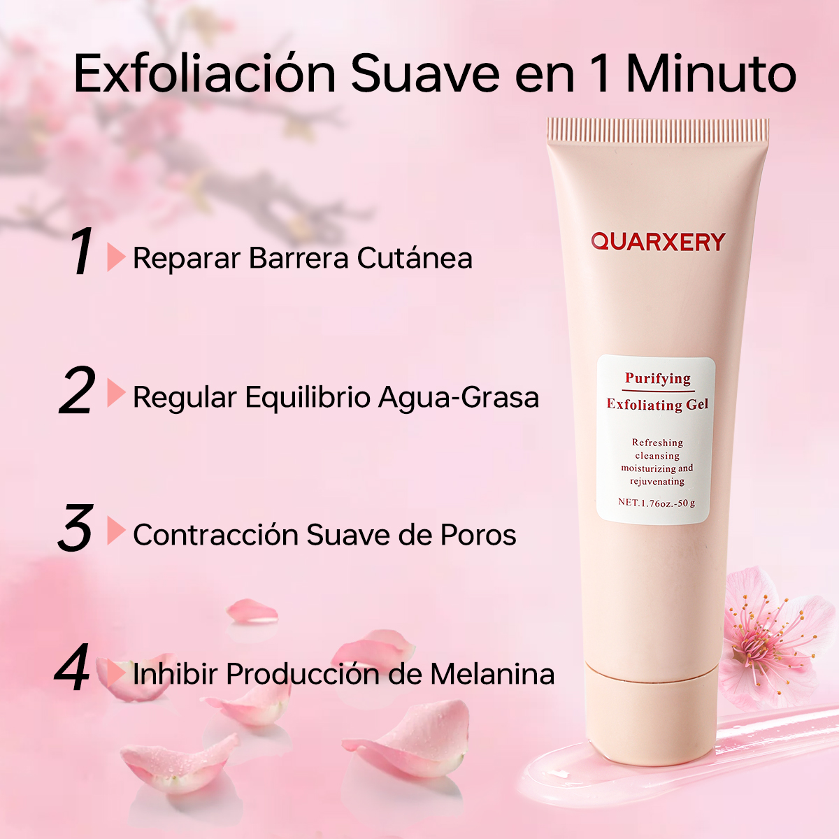 QUARXERY Gel Exfoliante Facial y Corporal Suave con Niacinamida - Iluminador y Reductor de Poros 2unidades