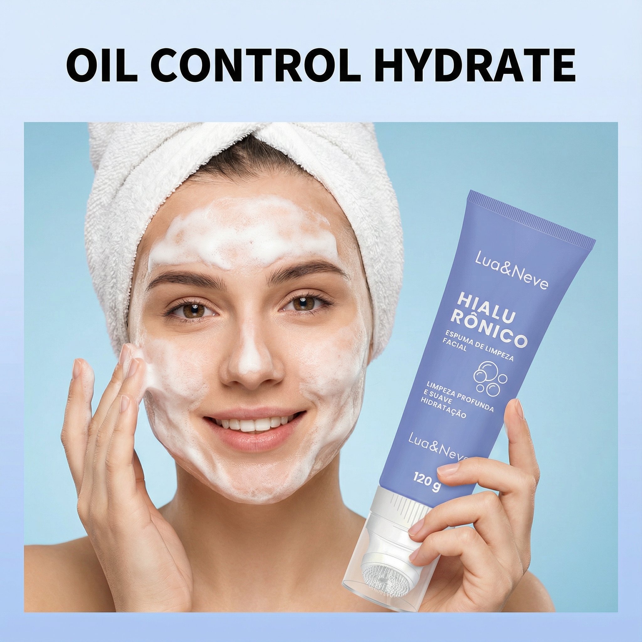 Espuma de Limpeza Facial com Ácido Hialurônico: Espuma Densa, Limpeza Profunda, Controle de Oleosidade e Hidratação Sem Ressecamento
