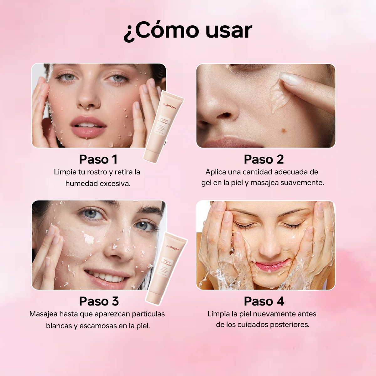 QUARXERY Gel Exfoliante Facial y Corporal Suave con Niacinamida - Iluminador y Reductor de Poros 2unidades