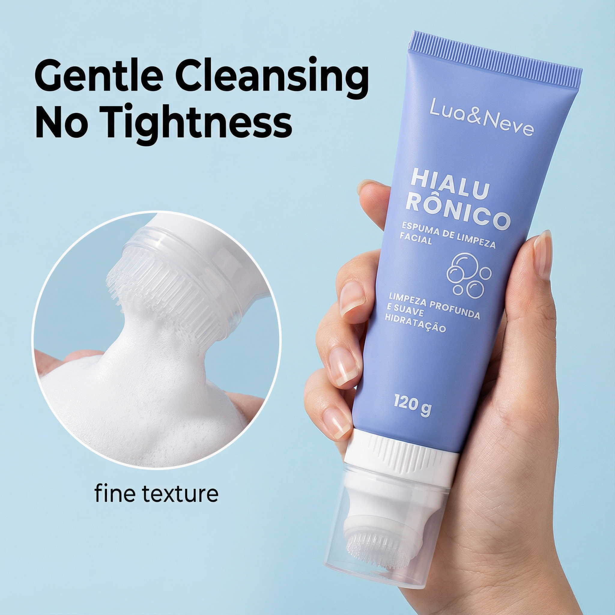 Espuma de Limpeza Facial com Ácido Hialurônico: Espuma Densa, Limpeza Profunda, Controle de Oleosidade e Hidratação Sem Ressecamento