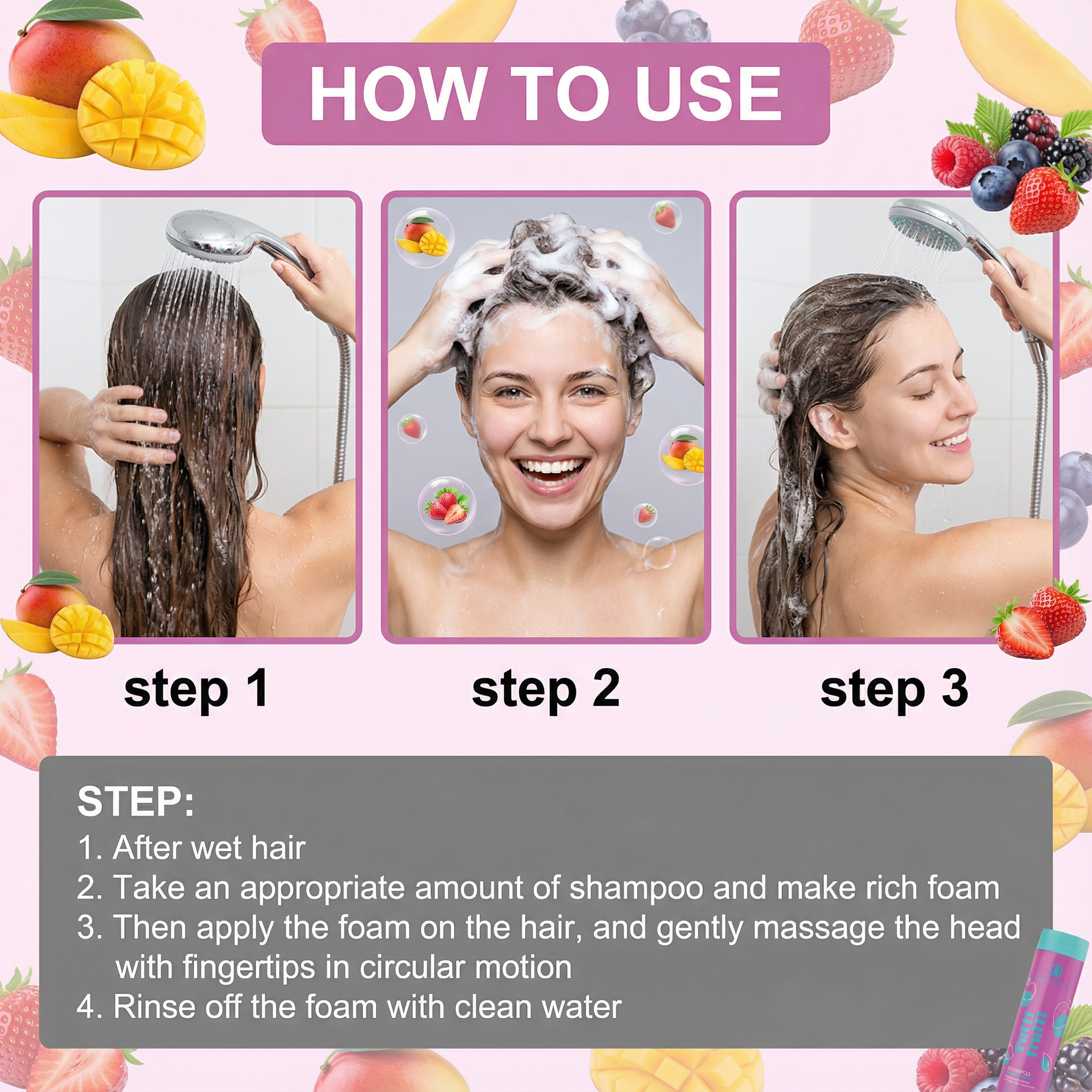 Shampoo Tutti Frutti 300ml: Limpeza Suave Diária com Fragrância de Frutas Mistas