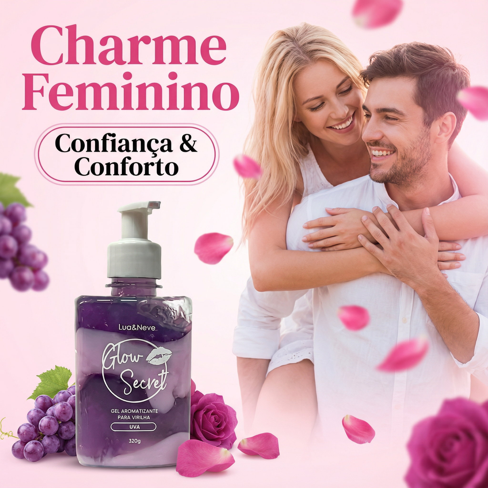 Gel Aromatizante para Virilha 320g: Limpeza Suave, Alívio e Eliminação de Odores, Embalagem com Dispenser de Pressão