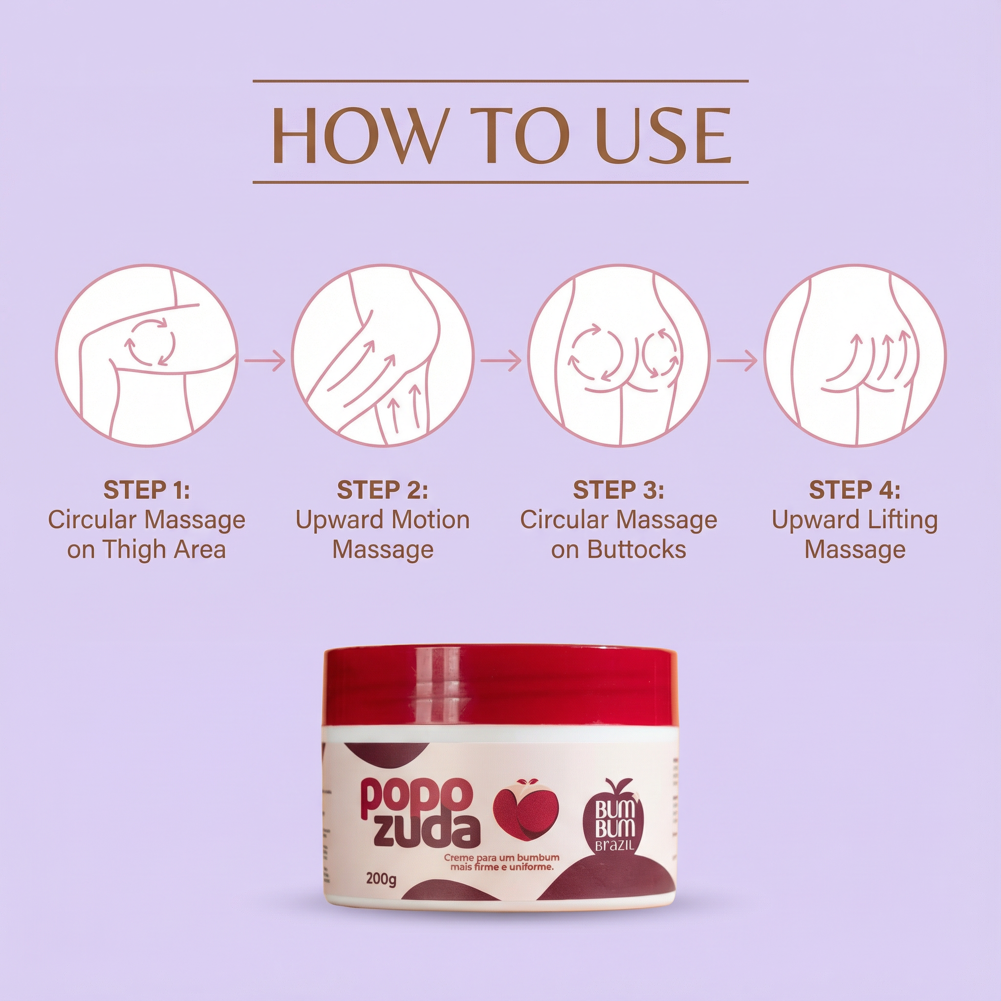 Creme Popozuda para Bumbum: Firmeza + Uniformidade da Pele, Cuidado Especial para a Hidratação Suave