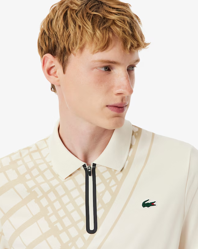Ultra Dry Printed Slim Fit Tennis Polo - Cream