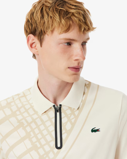 Ultra Dry Printed Slim Fit Tennis Polo - Cream