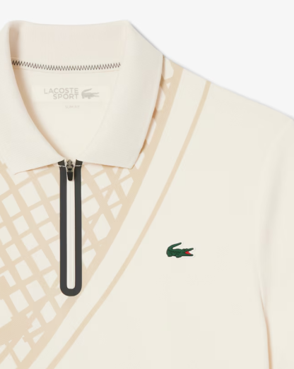Ultra Dry Printed Slim Fit Tennis Polo - Cream