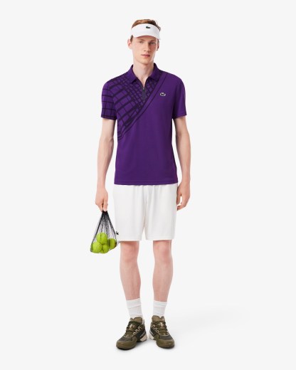 Ultra Dry Printed Slim Fit Tennis Polo - Purple HXL