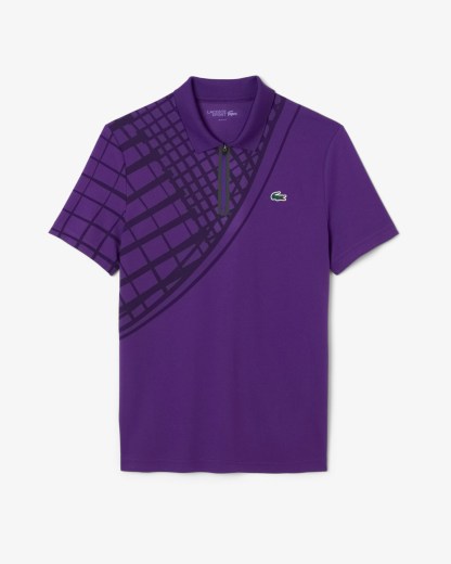 Ultra Dry Printed Slim Fit Tennis Polo - Purple HXL