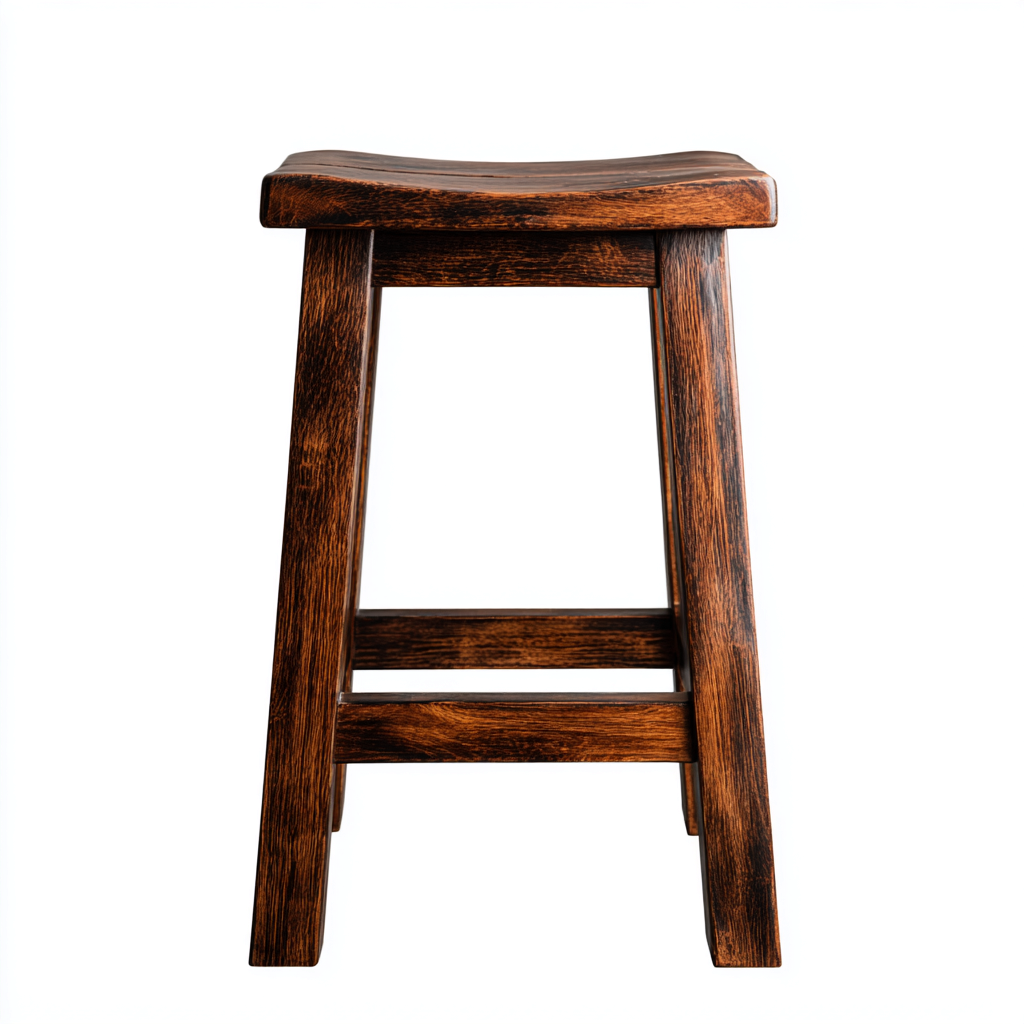 Tabouret de bar bois massif 40x35x70 cm - brun foncé - style rustique - adapté à salle à manger-Nicheuse