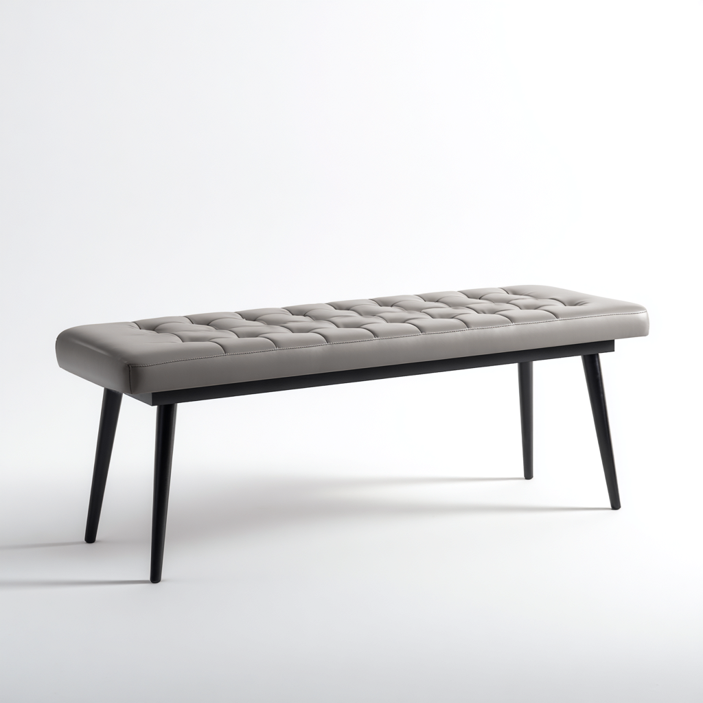 Banc de lit - cuir synthétique et métal - 120x40x48 cm - gris - noir - pour chambre - style moderne-Nicheuse