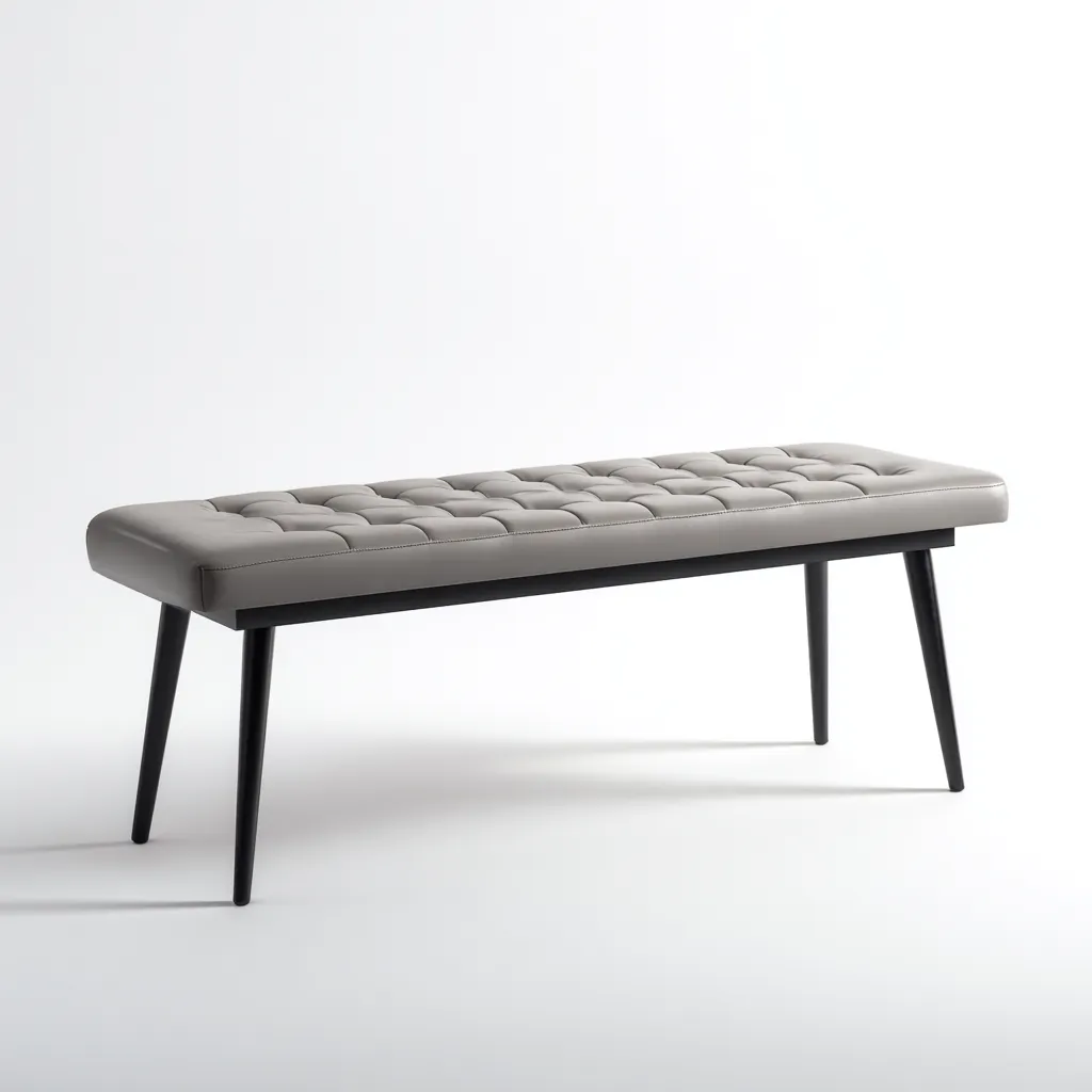 Banc de lit - cuir synthétique et métal - 120x40x48 cm - gris - noir - pour chambre - style moderne-Nicheuse