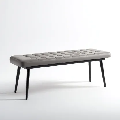Banc de lit - cuir synthétique et métal - 120x40x48 cm - gris - noir - pour chambre - style moderne-Nicheuse