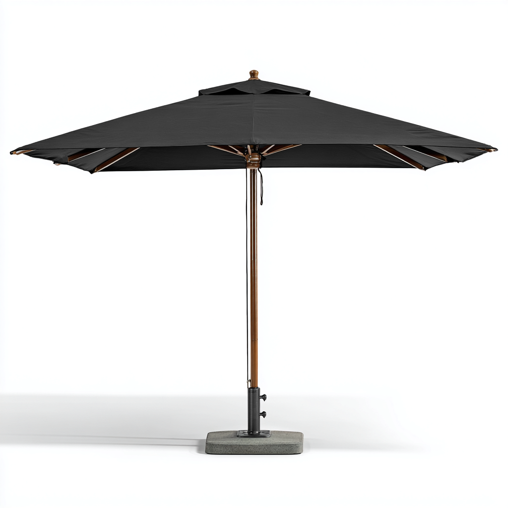 Parasol de jardin Polyester et bois 300x300x250 cm - noir - style classique pour usage extérieur-Nicheuse