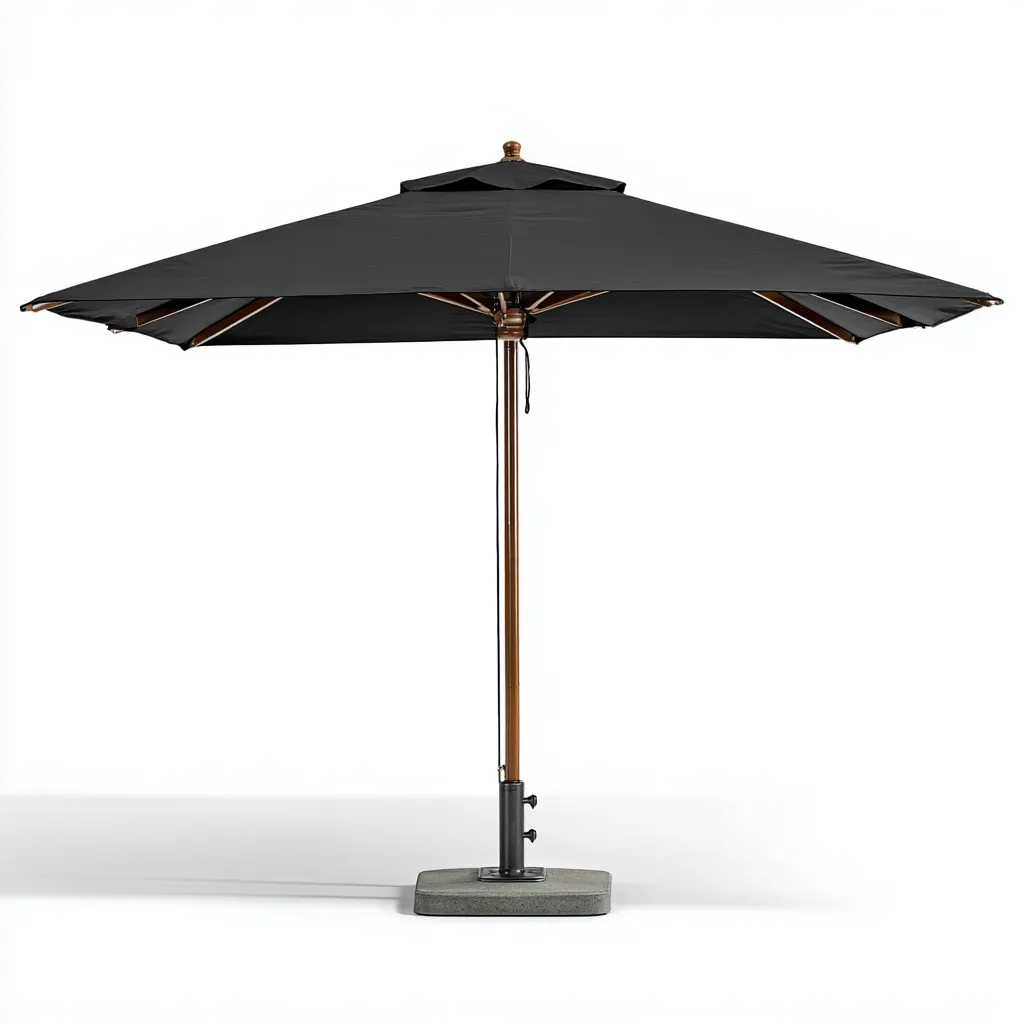 Parasol de jardin Polyester et bois 300x300x250 cm - noir - style classique pour usage extérieur-Nicheuse