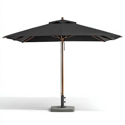 Parasol de jardin Polyester et bois 300x300x250 cm - noir - style classique pour usage extérieur-Nicheuse