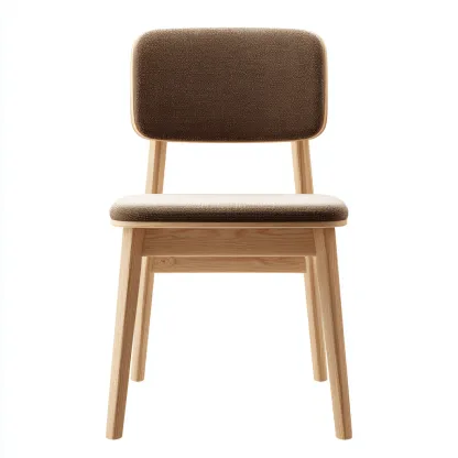 Chaise de salle à manger bois et tissu 45x50x85 cm - beige et marron - style moderne - adaptée à salle à manger-Nicheuse