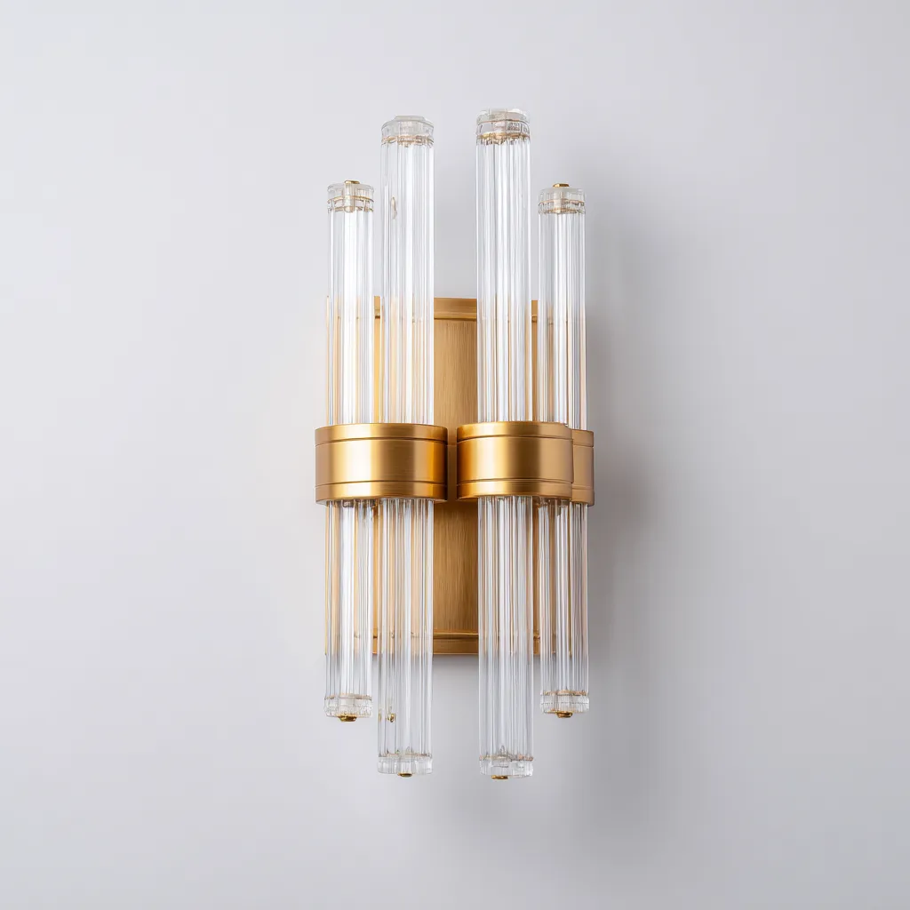 Applique murale métal et cristal 22x14x45 cm - doré et transparent - style moderne pour salon-Nicheuse