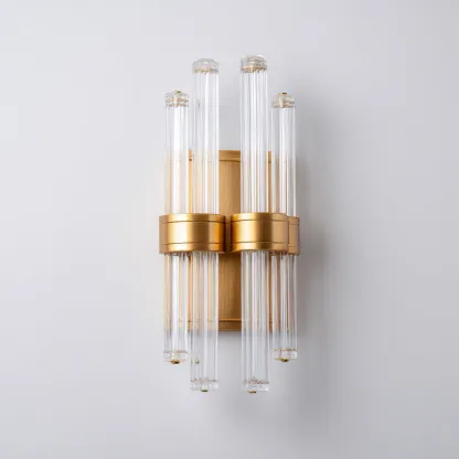 Applique murale métal et cristal 22x14x45 cm - doré et transparent - style moderne pour salon-Nicheuse
