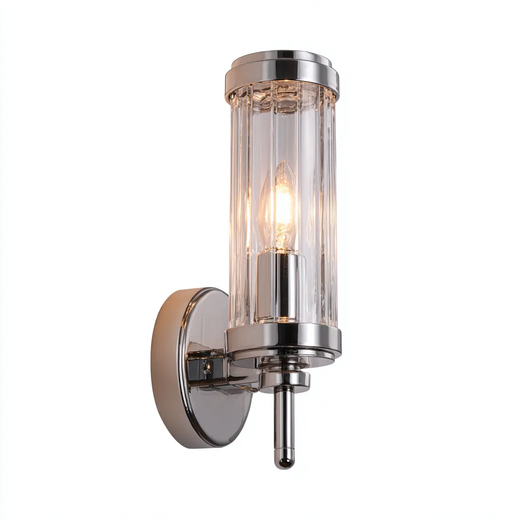 Applique murale métal et verre 12x10x28 cm - argenté - adaptée à l'intérieur - design moderne-Nicheuse