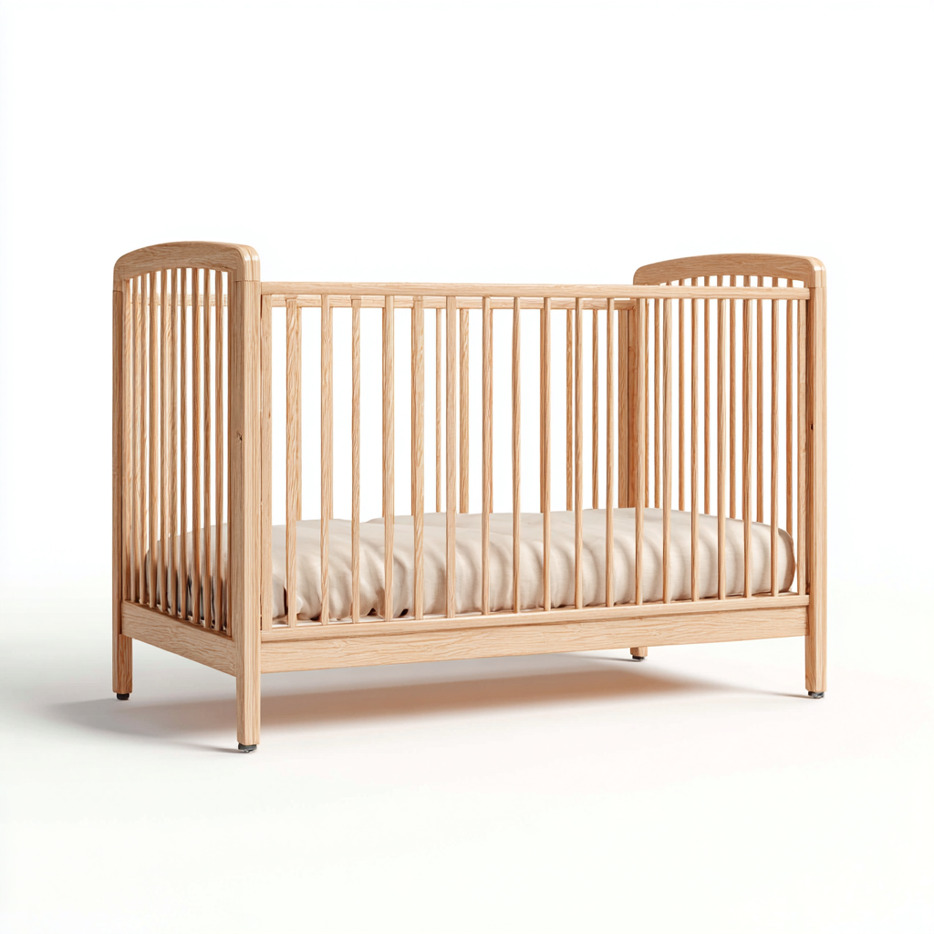 Lit bébé en bois massif 120x60x90 cm - bois naturel - adapté à la chambre - design classique-Nicheuse