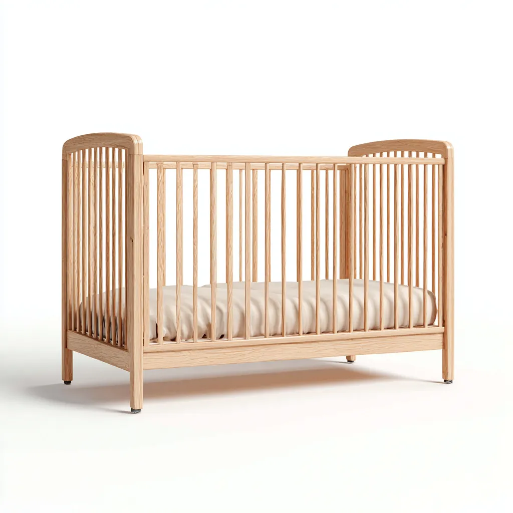 Lit bébé en bois massif 120x60x90 cm - bois naturel - adapté à la chambre - design classique-Nicheuse