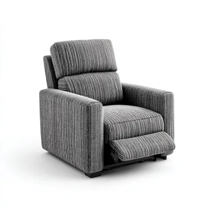 Fauteuil relax en tissu 88x92x104 cm - gris - design contemporain adapté au salon-Nicheuse