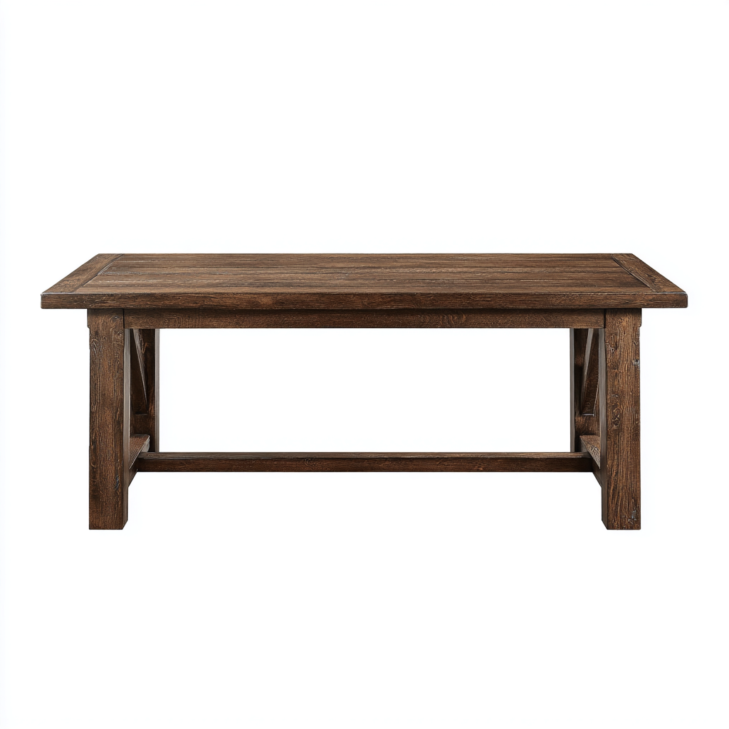 Table à manger bois massif 180x90x75 cm - bois foncé - pour salle à manger - style rustique-Nicheuse