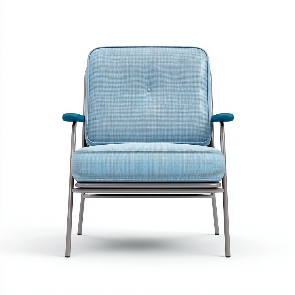 Fauteuil de jardin aluminium et similicuir 62x60x82 cm - bleu - gris - adapté à l'extérieur - design moderne-Nicheuse