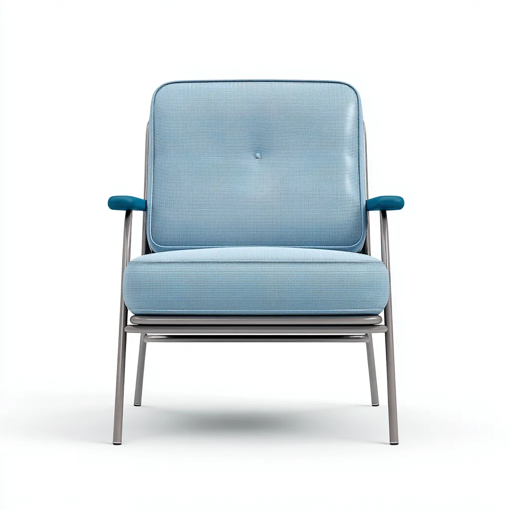 Fauteuil de jardin aluminium et similicuir 62x60x82 cm - bleu - gris - adapté à l'extérieur - design moderne-Nicheuse