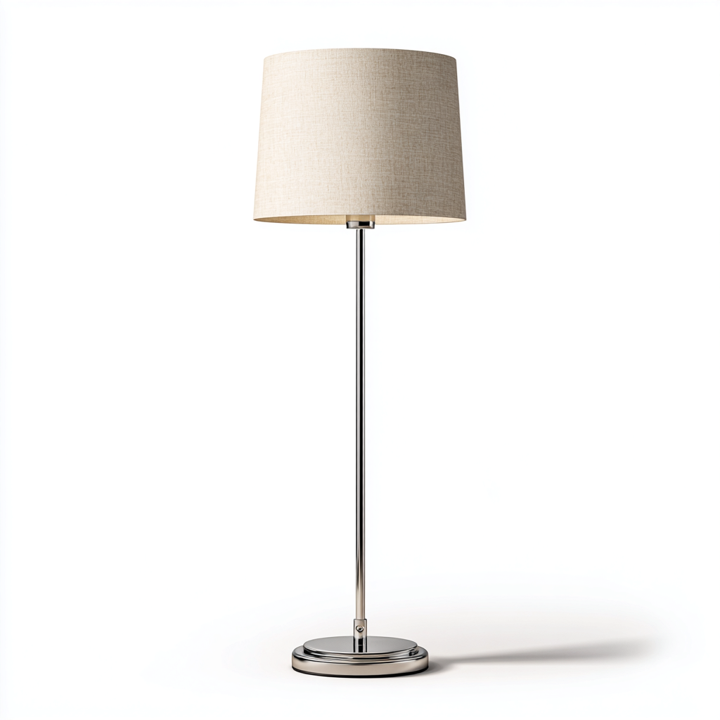Lampadaire métal et tissu 30x30x158 cm - beige - argenté - pour salon - style moderne-Nicheuse