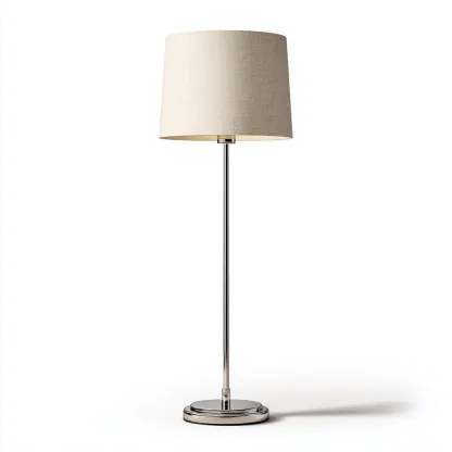 Lampadaire métal et tissu 30x30x158 cm - beige - argenté - pour salon - style moderne-Nicheuse